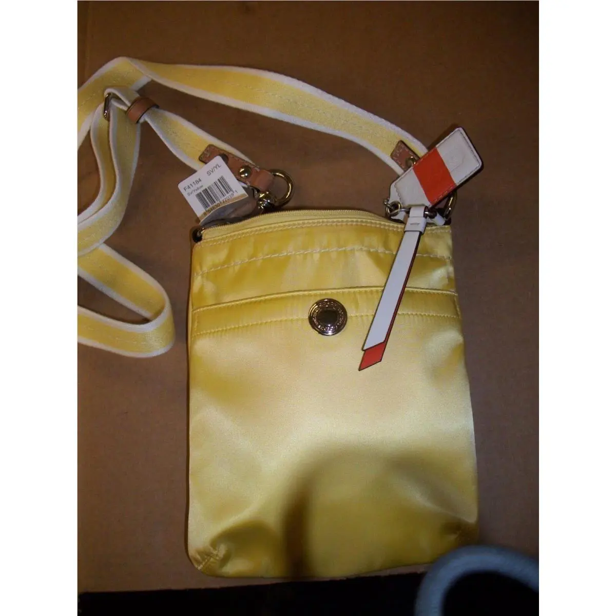 Mwt Coach Azure Satin Sling Swing Yellow Bag Purse F41184 Sv/yl Retail 119.99