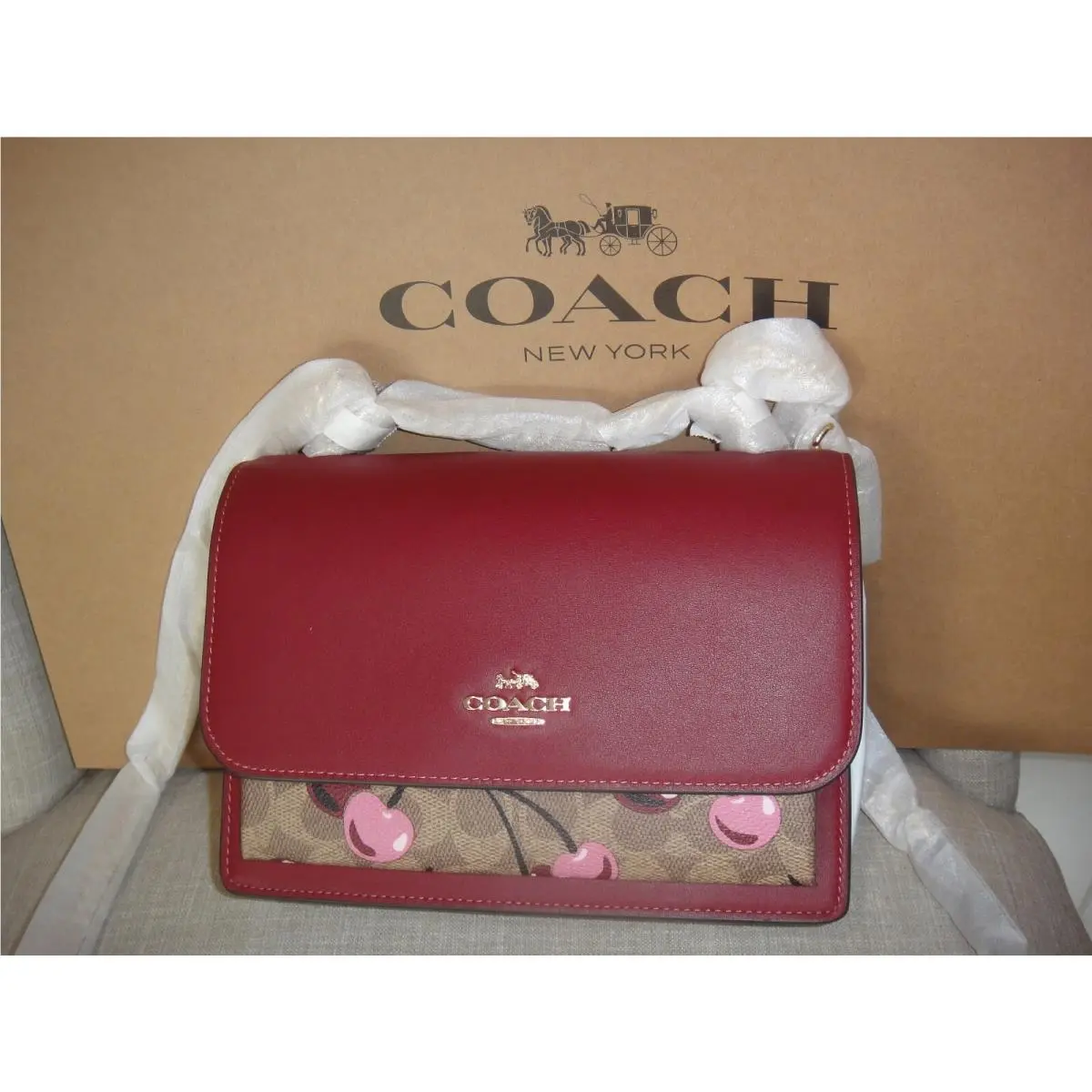 Coach Klare Cherry Print Signature Crossbody Bag CY689.$398.00100%
