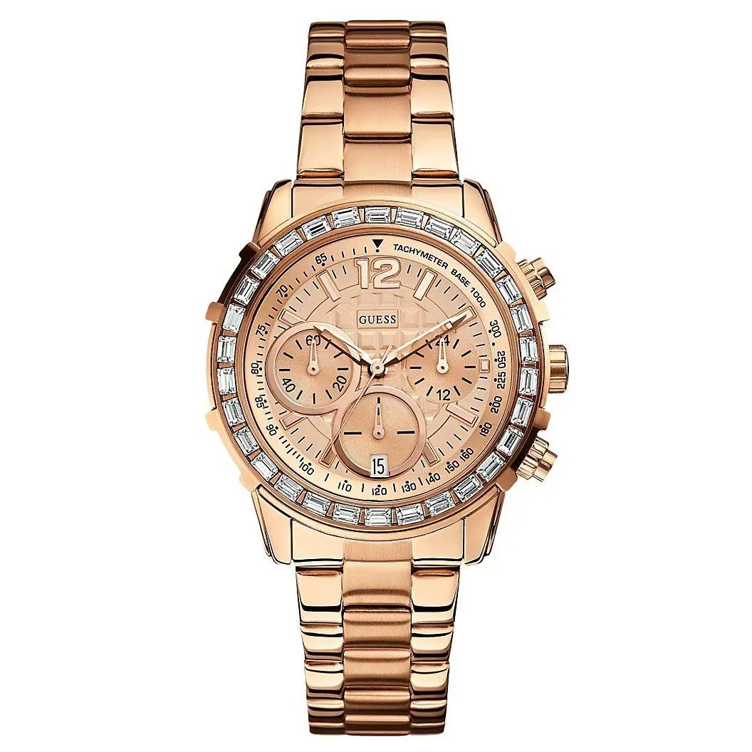 Guess Women`s U0016L5 Dazzling Sport Petite Stainless Steel Watch Rose Gold Tone