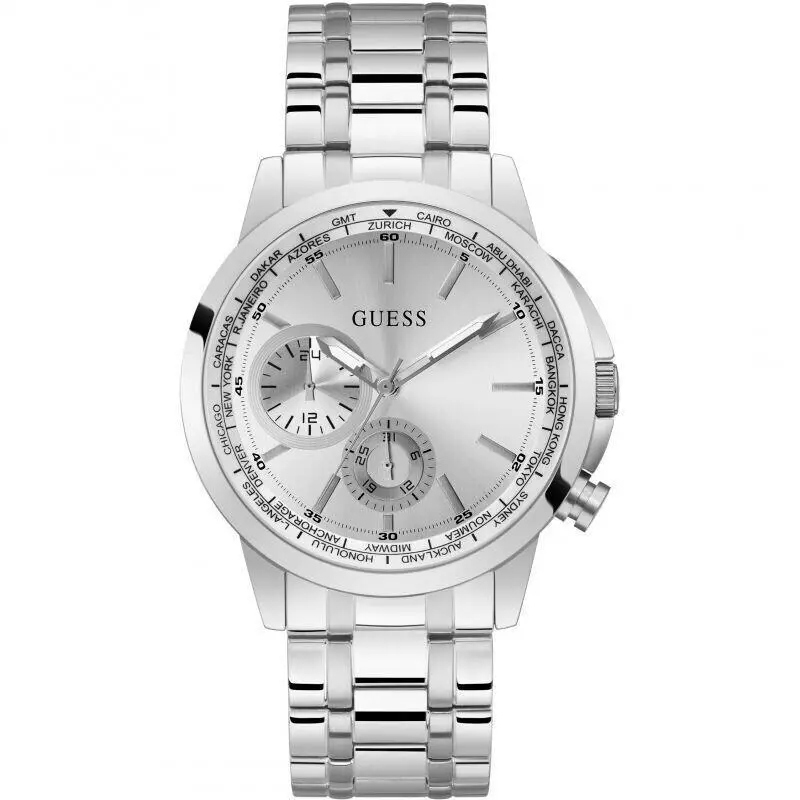 Guess GW0490G1 Men Dress Casual Silver Tone Stainless Steel 50m WR