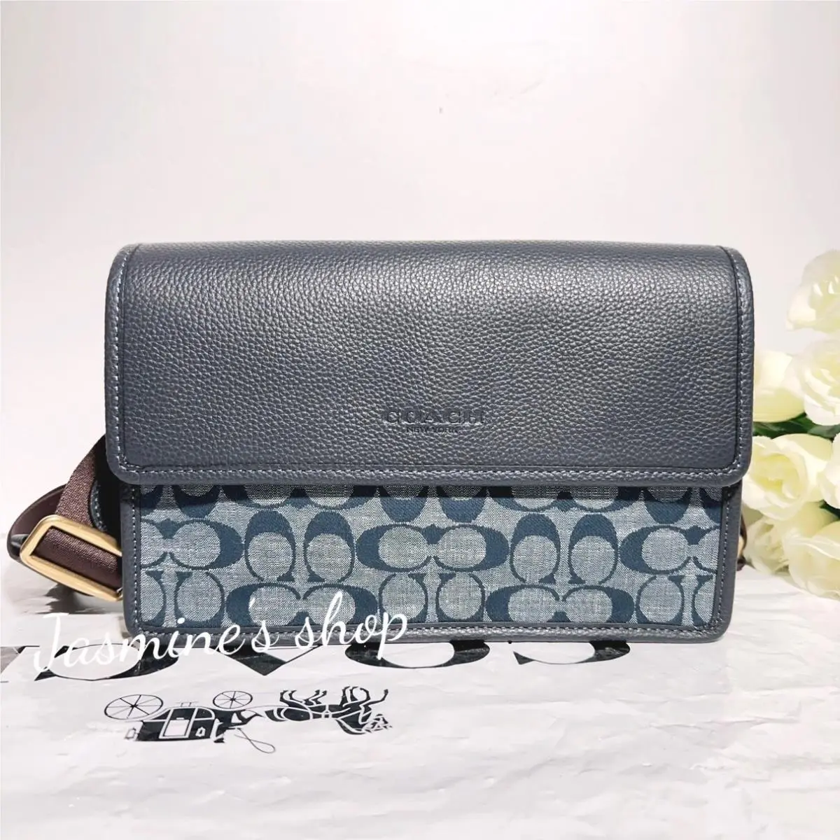 Coach Turner Flap Crossbody In Signature Chambray C8185