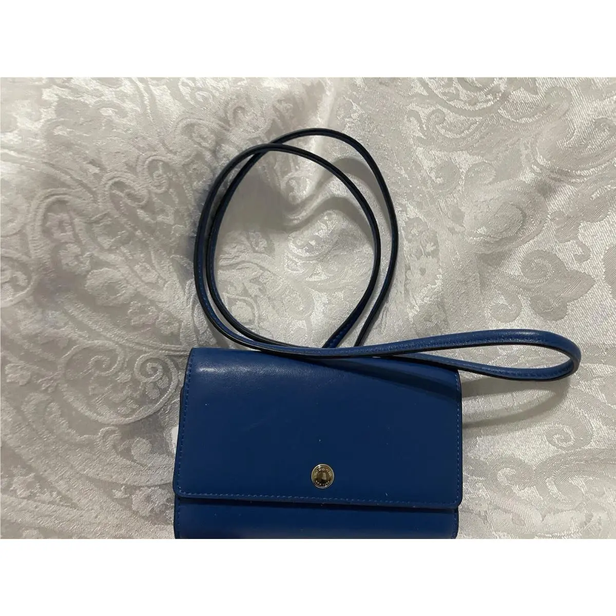 Coach 63154 Small Leather Phone Crossbody Denim Blue