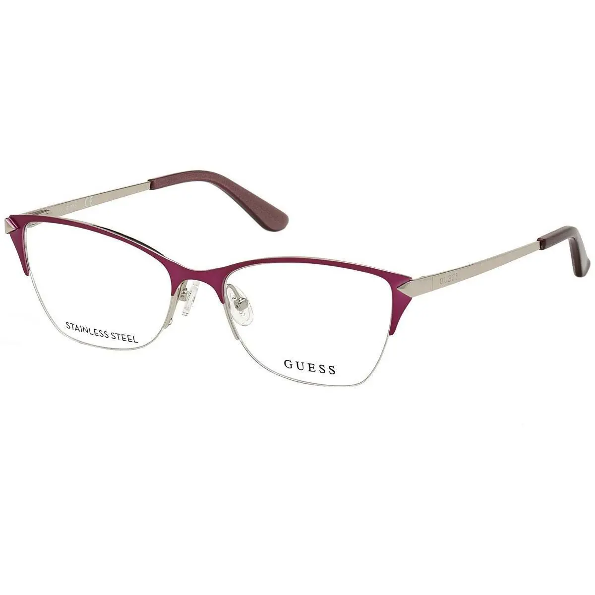 Guess GU2777 082 Purple Metal Cat Semi Rim Optical Eyeglasses Frame 53-17-140 GU