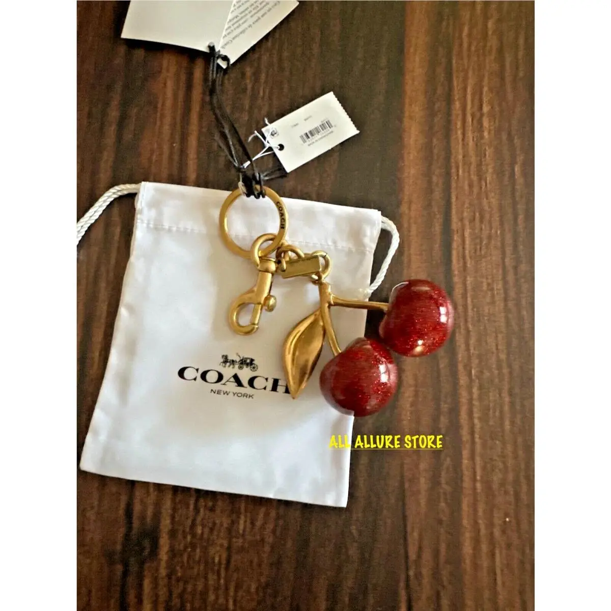 Coach Cherry Keychain or Bag Charm 77840 with Pouch