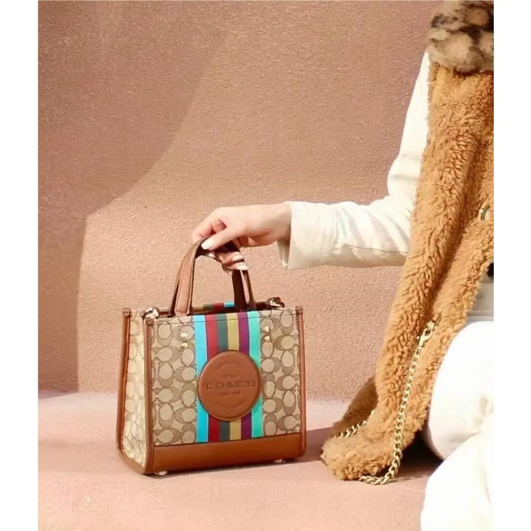 Coach Dempsey Tote 22 In Signature Jacquard with Stripe and Patch C5637