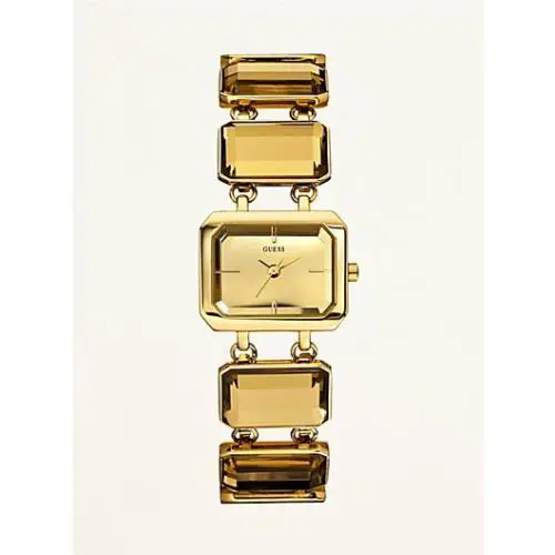 Guess Gold Tone Crystal Mirror Jewel Dial Bracelet WATCH-W14549L1