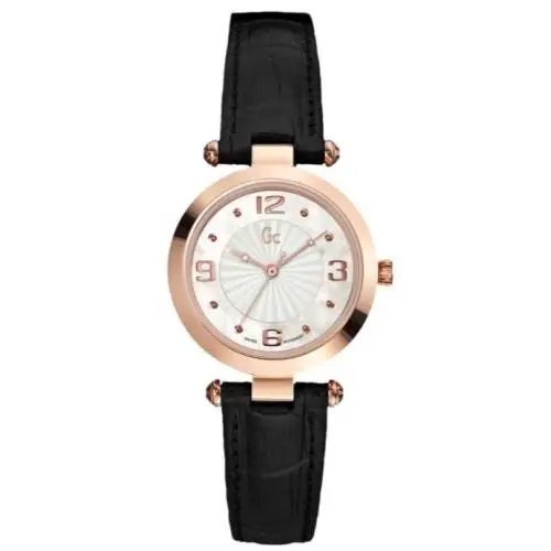 Collection Black Leather Band Rose Gold Tone Ladies Watch Y17012L1 by Guess