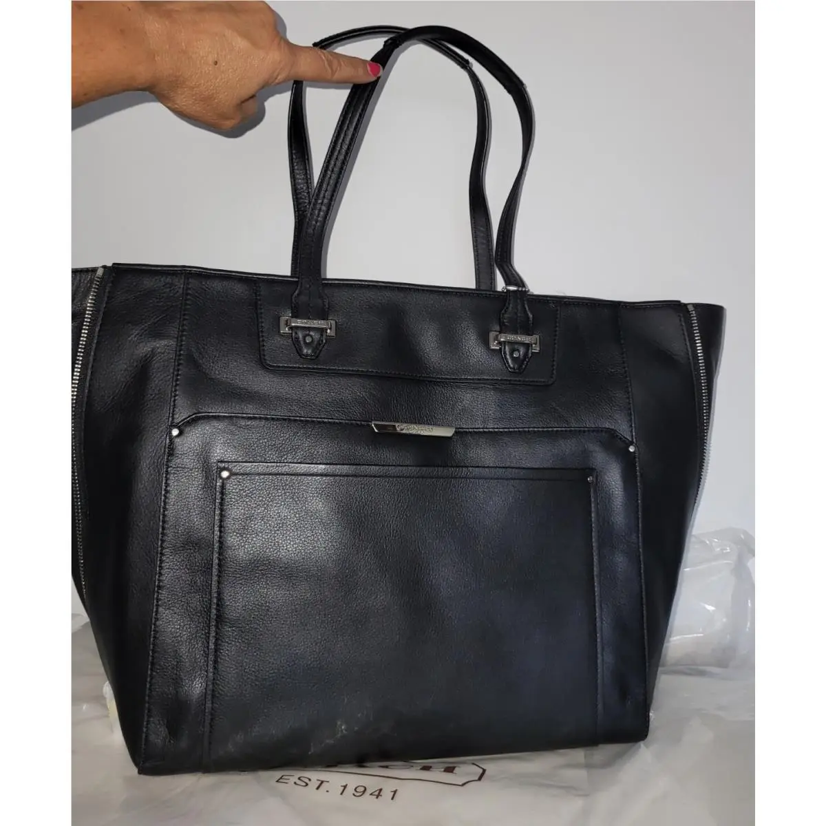 Coach Taylor 32824 Black Leather Large Tote Shoulder Bag Satchel