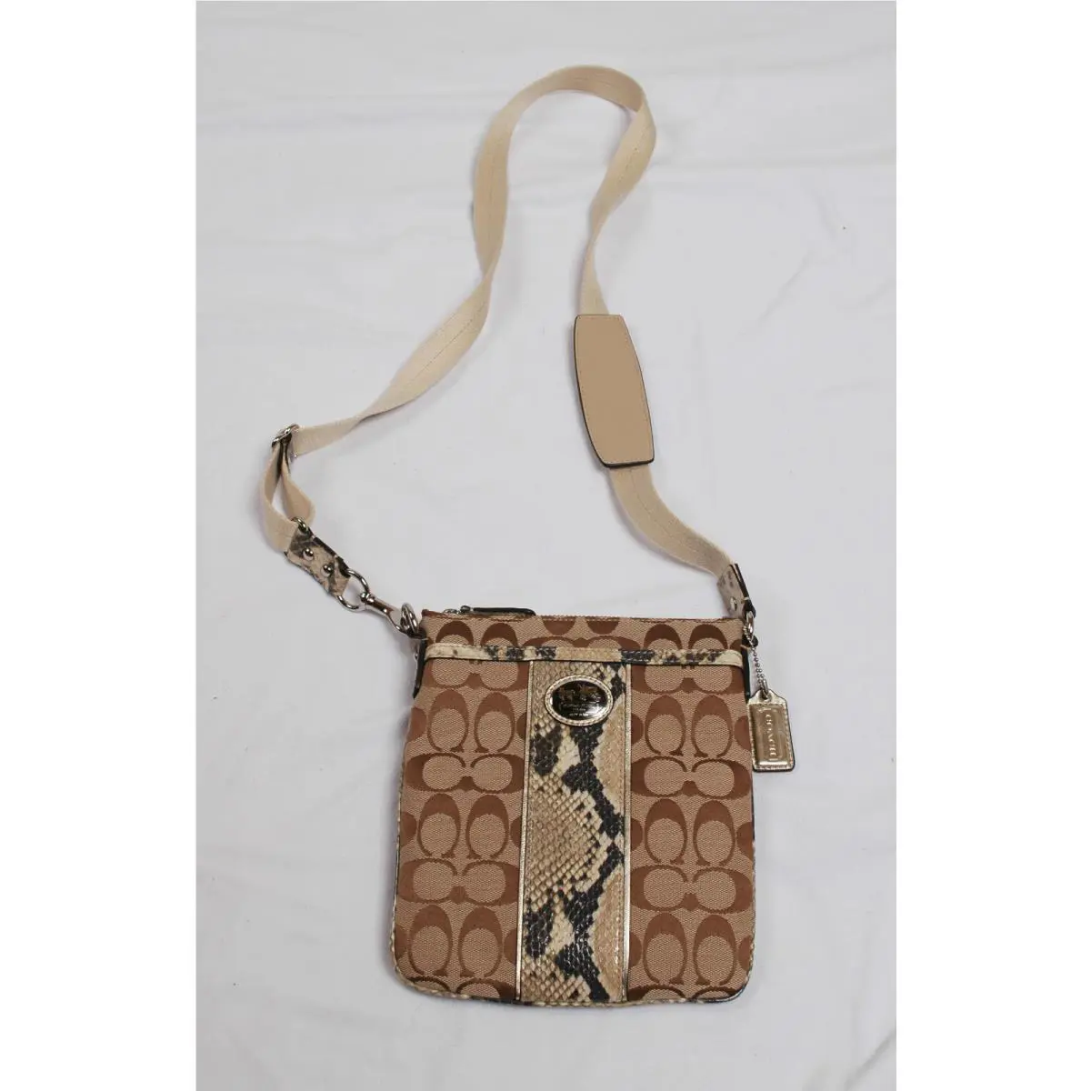 Coach Sutton Signature Python Swingpack 47875 Khaki Natural