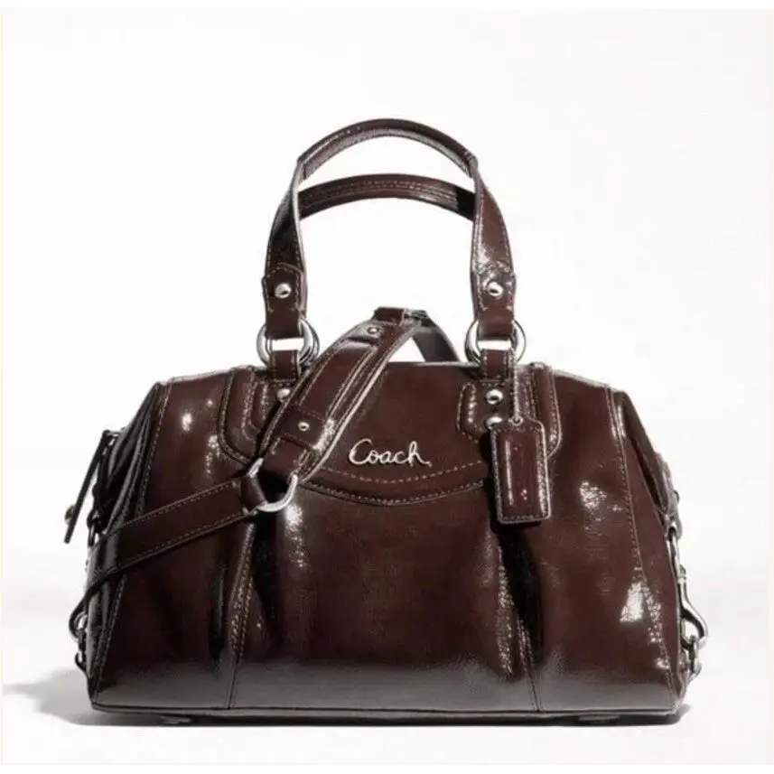 Coach Brown Ashley Patent Shoulder Bag F20451 Retail Coach