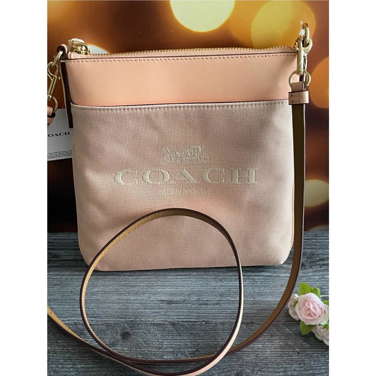 Coach Kitt Denim Jacquard Crossbody Burnished Amber C0662
