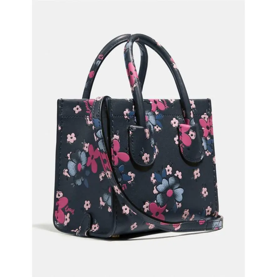 BN Coach Cashin Carry Mini Tote 14 Multicolor Glove Tanned Leather Flowers Bag