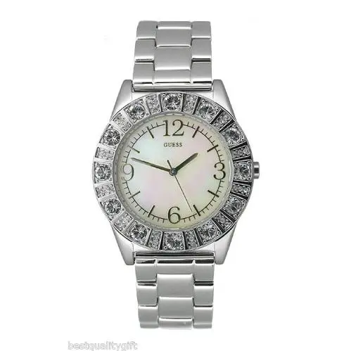 Guess Silver Tone Stainless Steel Mop Dial+crystals Lady WATCH-G86060L