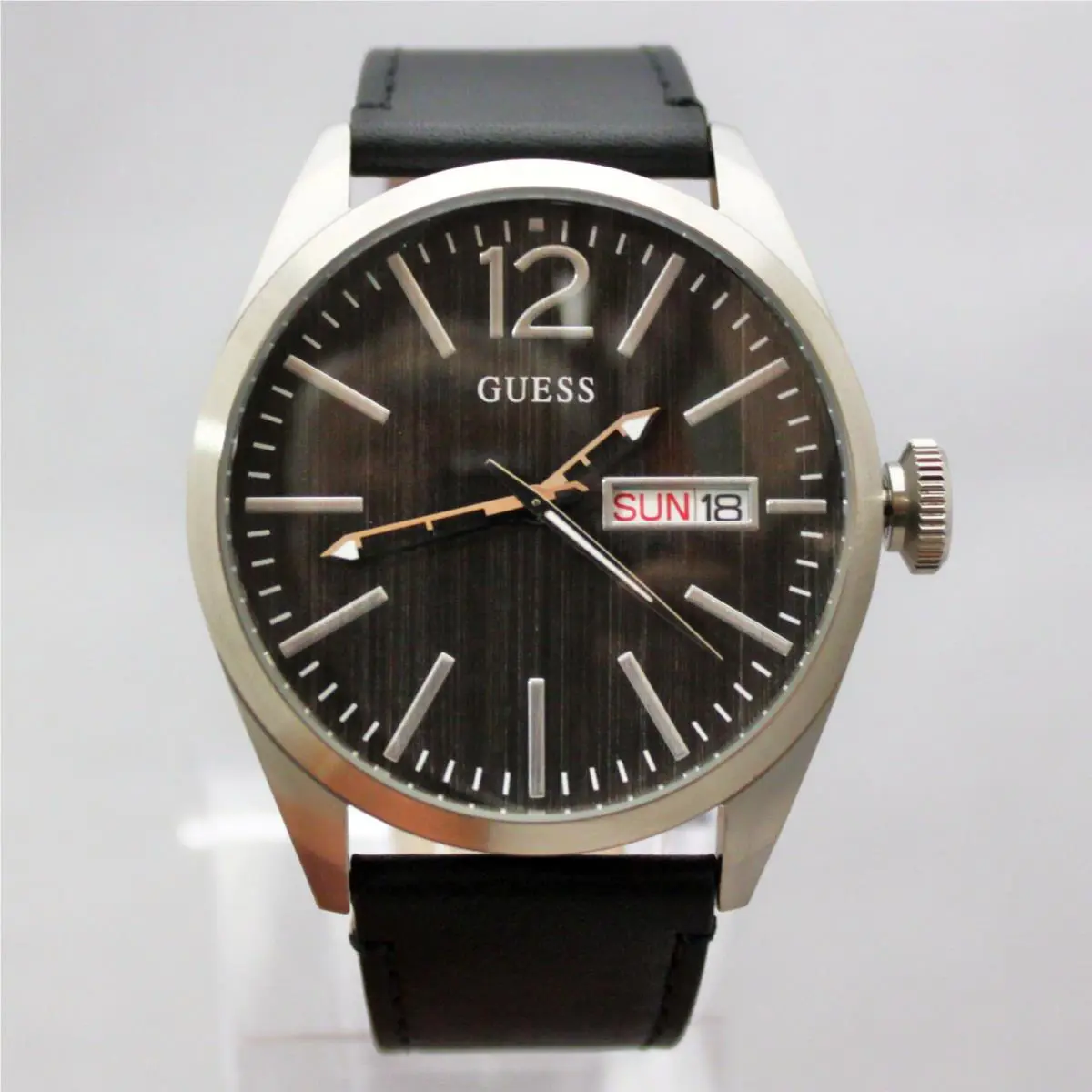 Guess W0658G2 Date Black Leather Band IP Steel Case Men Watch
