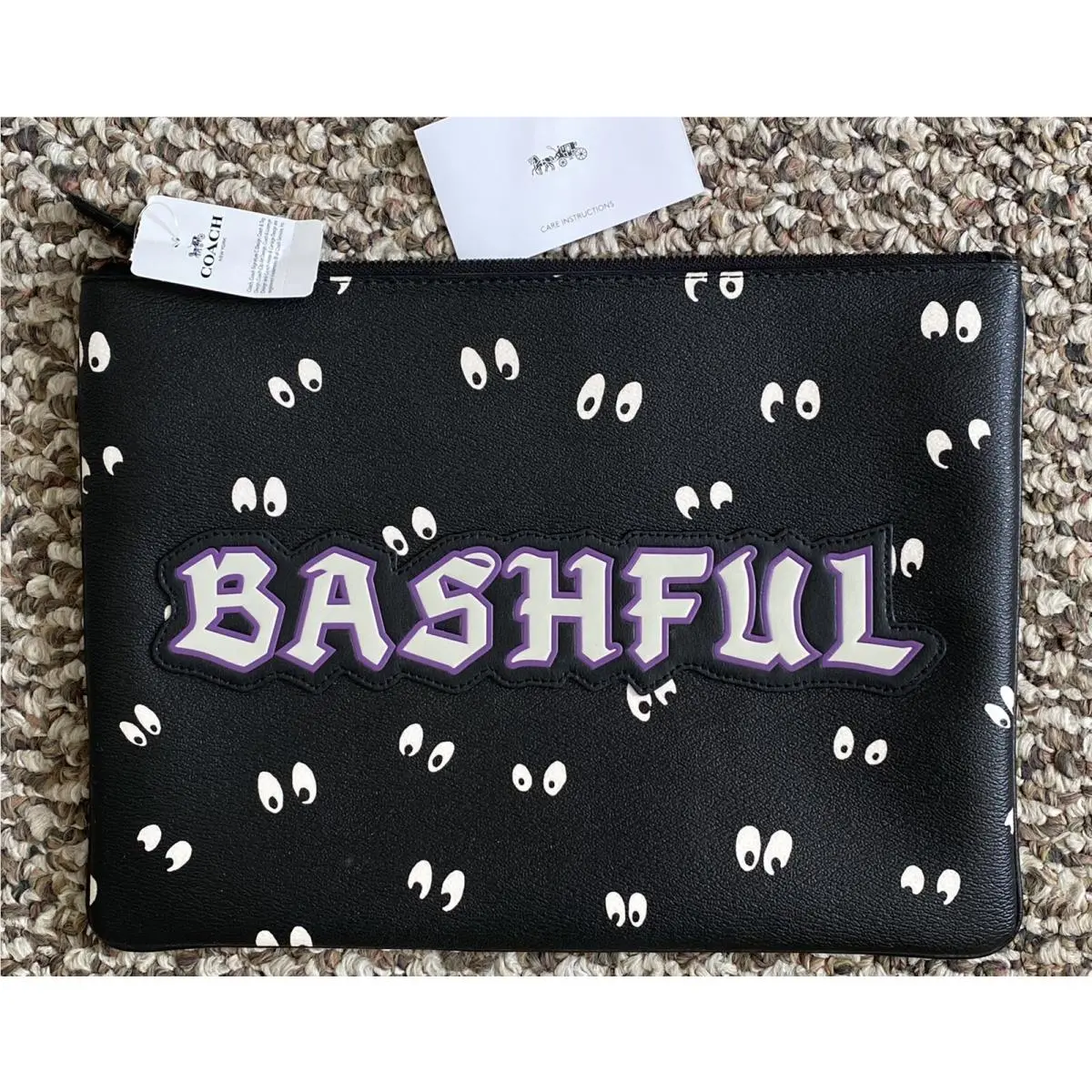 X Disney Black/white Spooky Eyes Bashful LG Zip Pouch 73273 by Coach