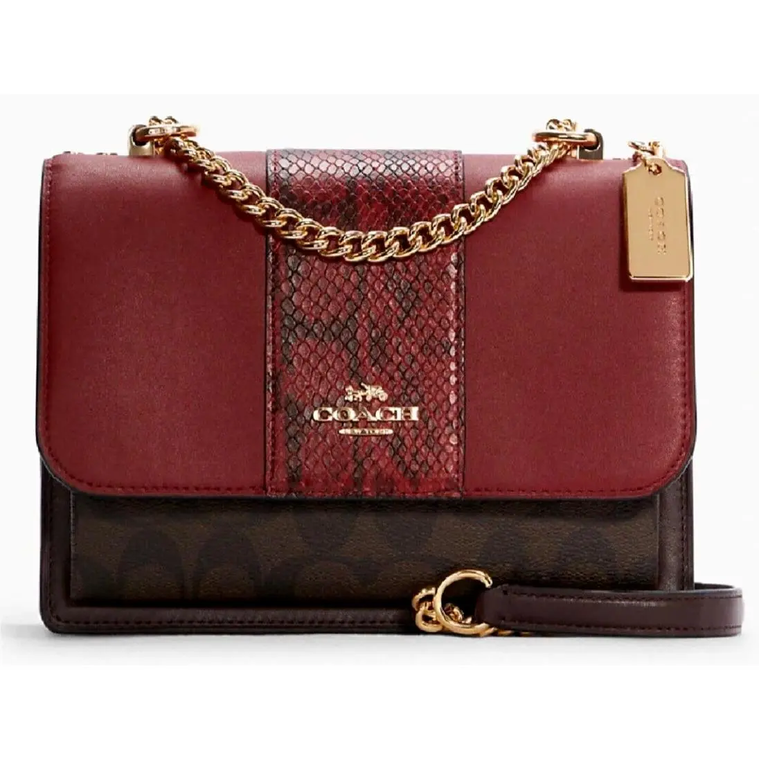Coach Klare C5796 Satchel X-body Bag In Brown Multi Snake Embossed Leather