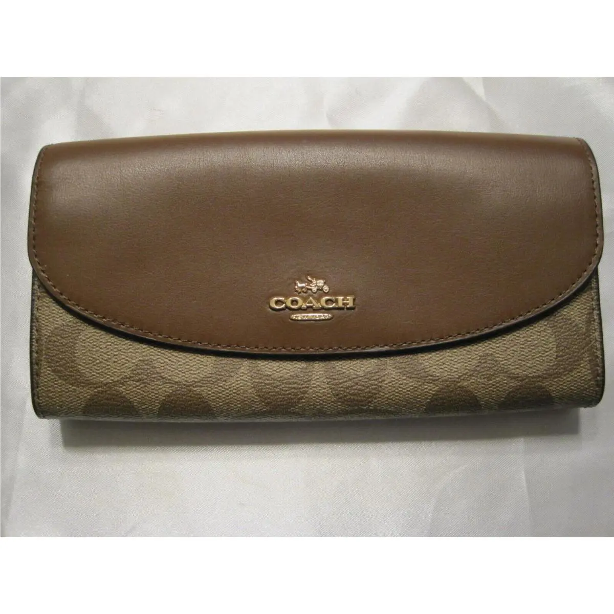 Coach F54022 Sig Slim Envelope Khaki/saddle Long Wallet Mfsrp: