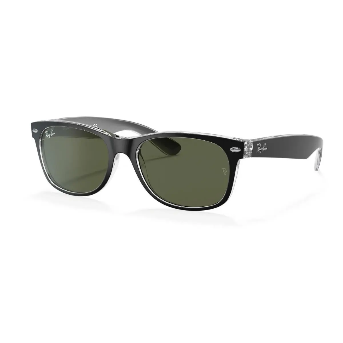 Ray-ban New Wayfarer Color Mix Rayban Wayfarer Color Mix Black/transparent G-15 55mm Sunglasses RB2132 6052