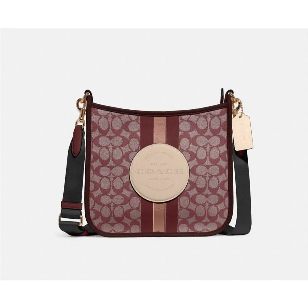 Coach Women` Wine Multi Dempsey Signature Jacquard W/coach Patch File Bag -CA195