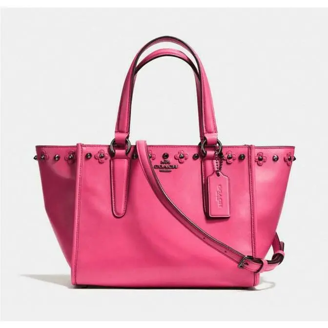 Coach Dahlia Pink W/floral Rivets Mini Crossbody Carryall F37707