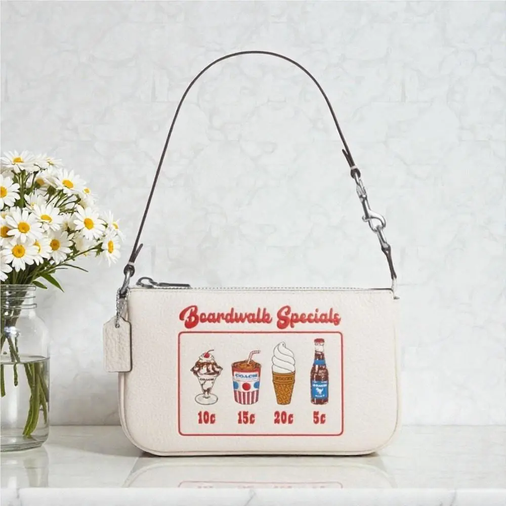 Coach Nolita 19 Leather Purse with Boardwalk Graphic in Chalk White CU197