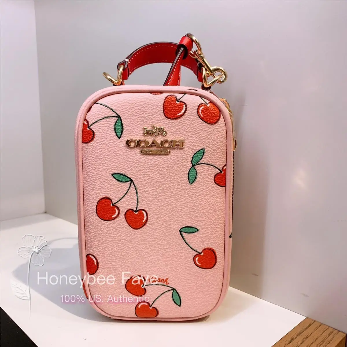 Coach Eva Phone Crossbody with Heart Cherry Print cf371