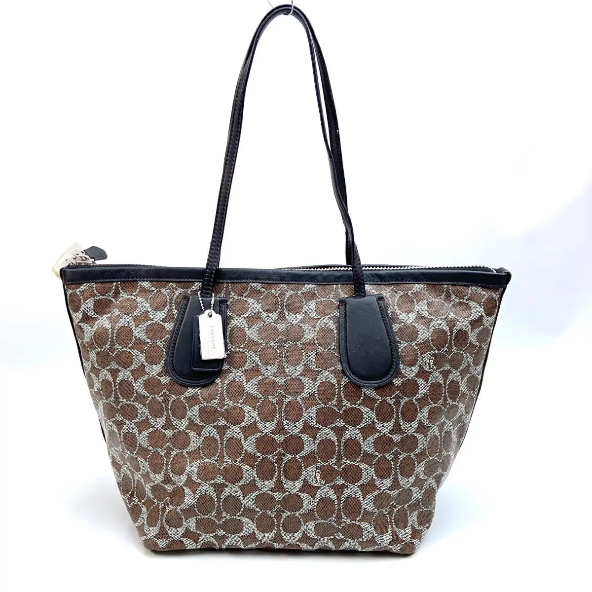 Coach F33504 Taxi Zip Top Tote IN Signature Coated Canvas Women Bag Brown