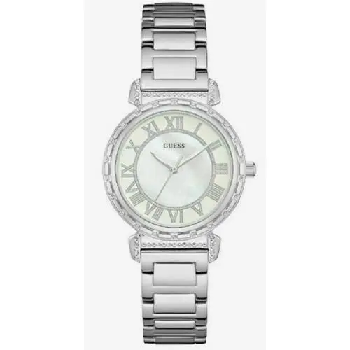 Guess 34mm W0831L1 Ladies Silver Date Crystal-accented Bezel WR For Mother Day