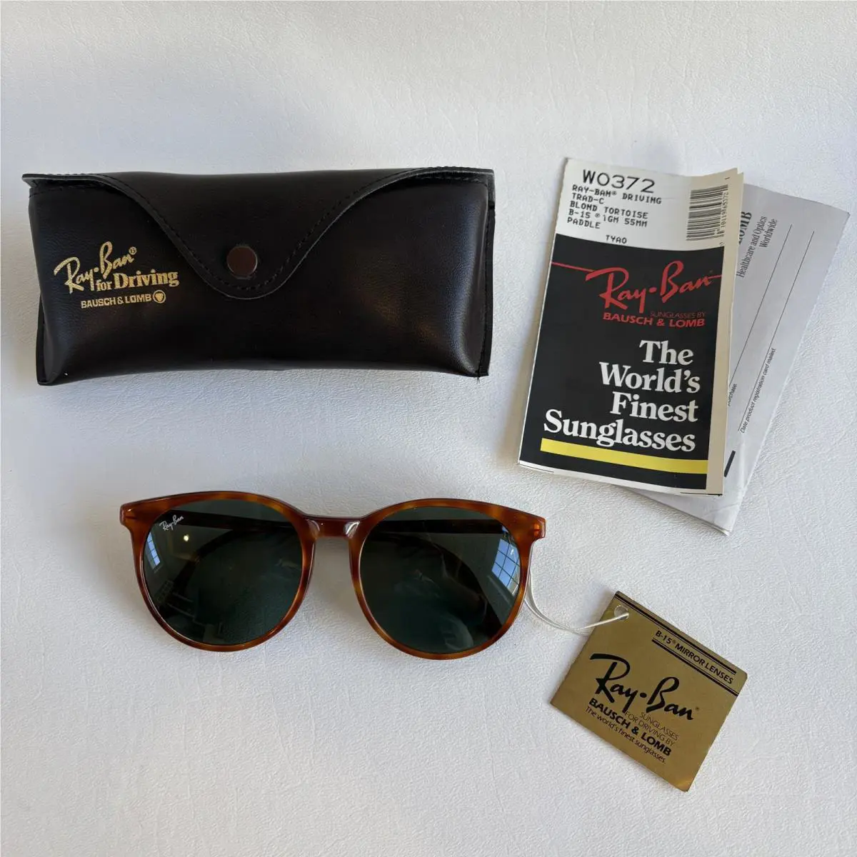 Vintage Ray-ban Tortoise Driving Sunglasses Nos WO372 B-15 55 mm