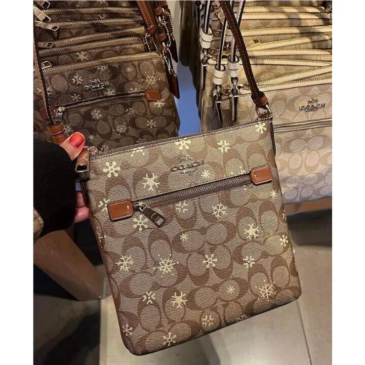 Coach Mini Rowan File Bag in Signature Canvas with Snowflake Print CF285