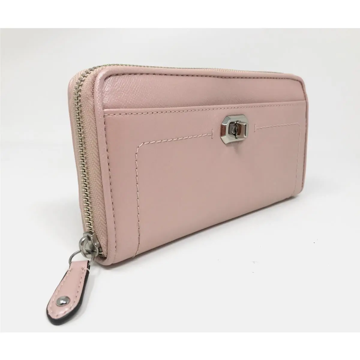 Coach Campbell Turnlock Leather Accordion Wallet - Pearlized Blush