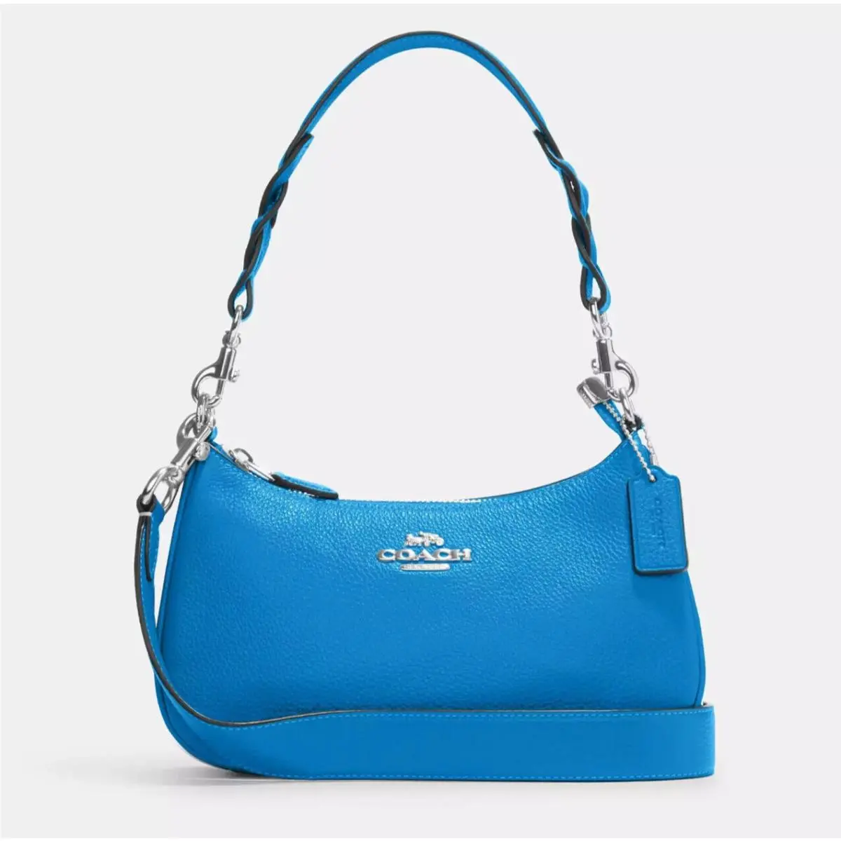 Coach Khaki/racer Blue Teri Signature Canvas Leather Shoulder Bag CJ590