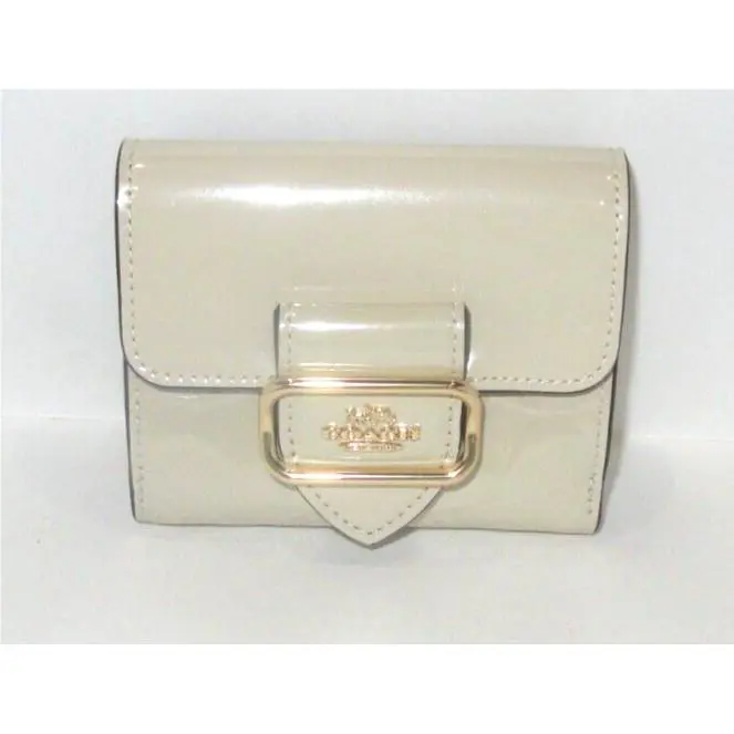 Coach CT987 Small Morgan Bifold Wallet Chalk Embossed Signature Patent Leather