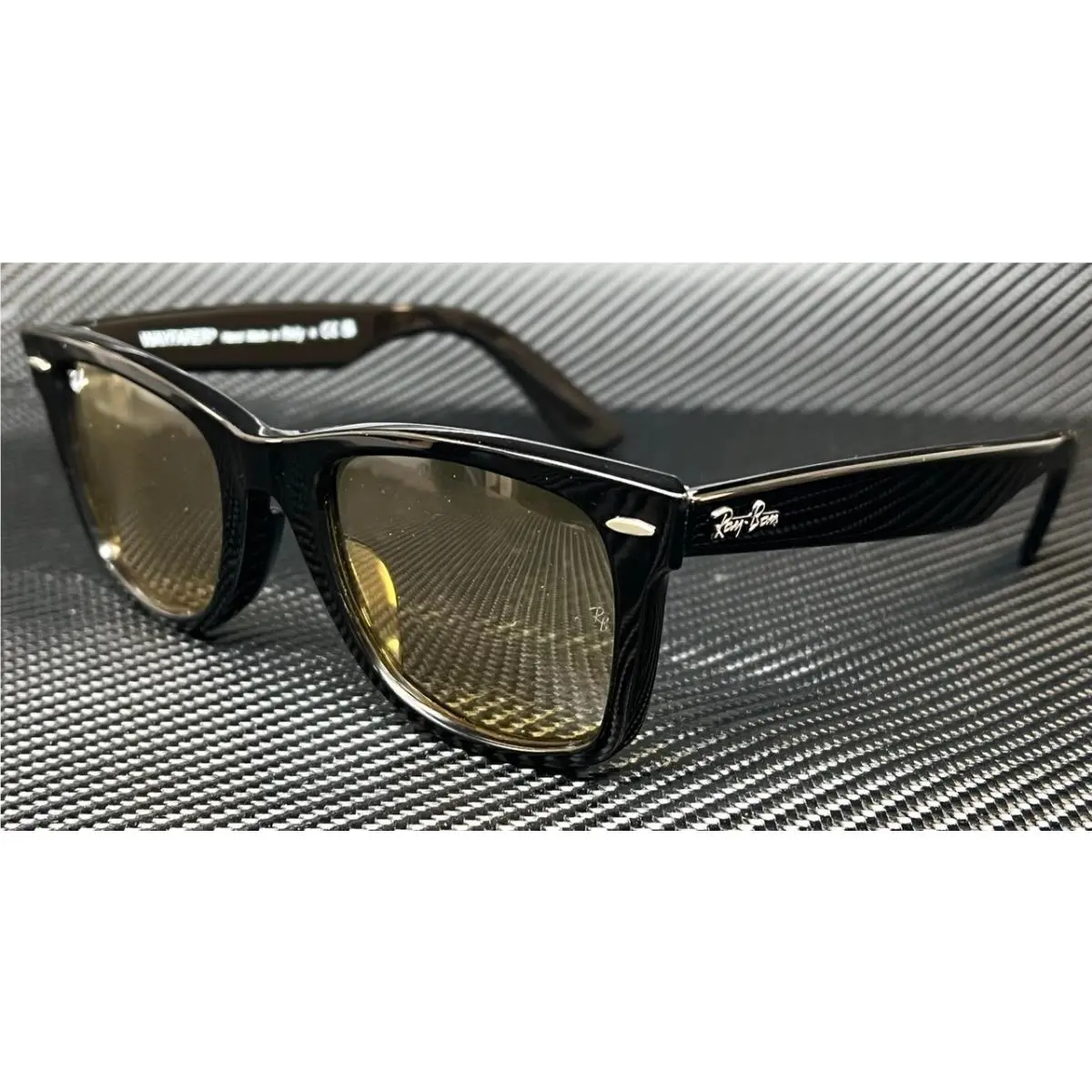 Ray Ban RB2140F 901 R6 Black Yellow Unisex 52 mm Sunglasses
