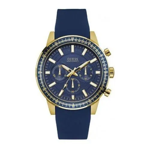 Guess Men`s Blue Dial Quartz Silicone Band Analog Round Wrist Watch W0802G2