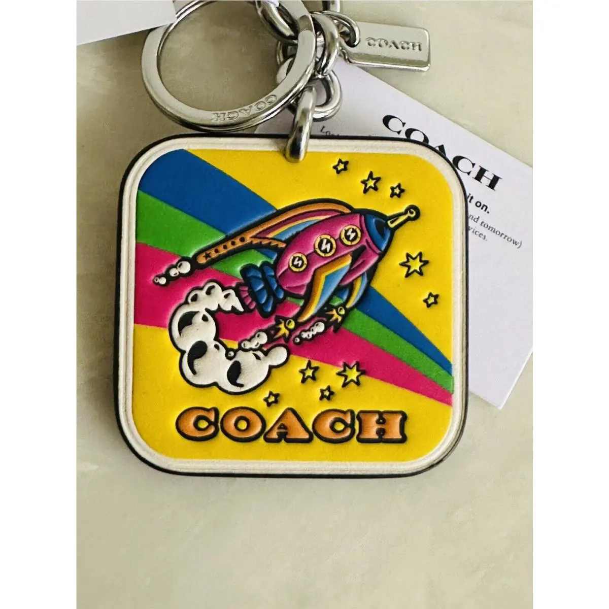 Coach Cosmic Rocket Multi Color Silver Bag Charm Fob CN742