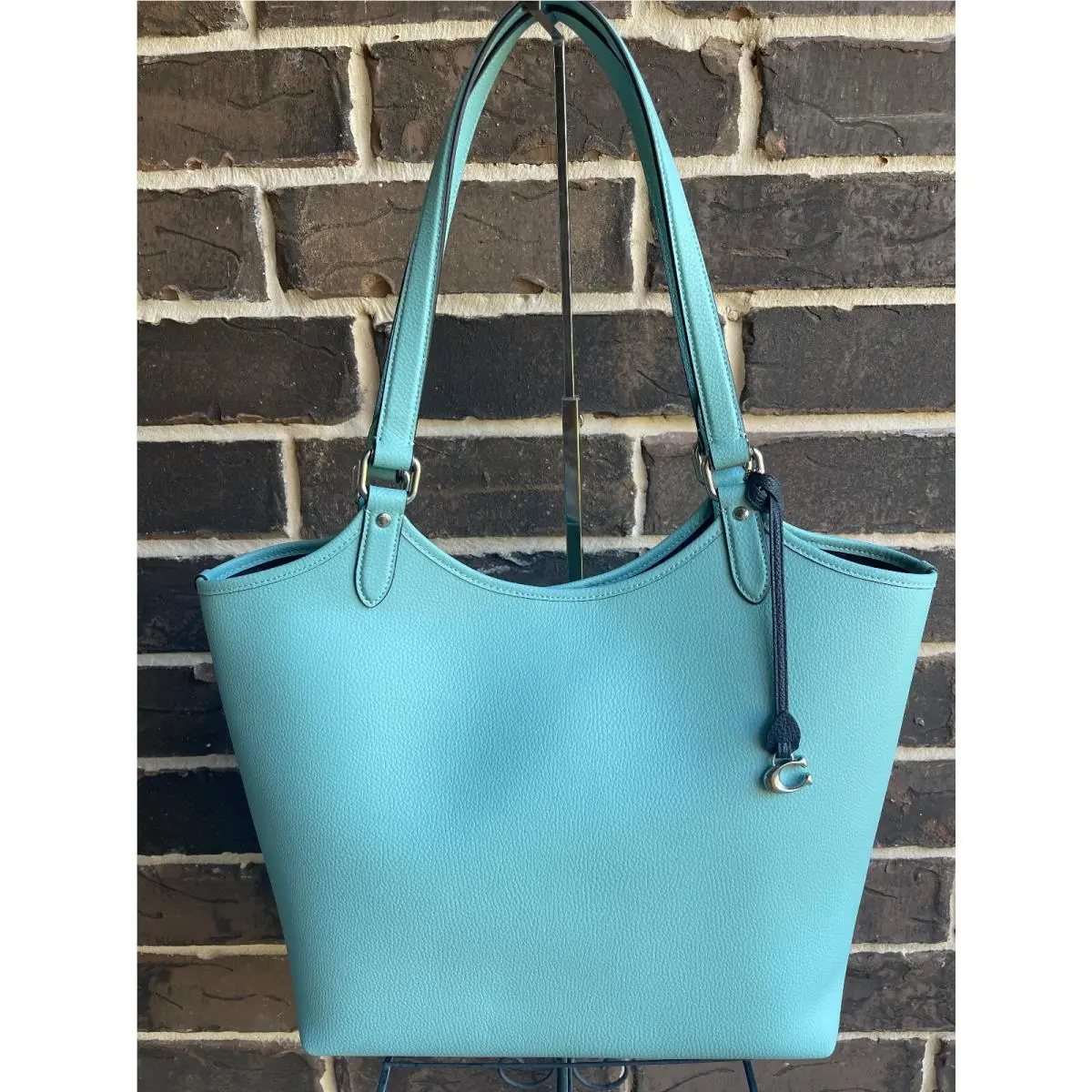 Coach C6337 Pebble Leather Day Tote Faded Blue Removable Zip Pouch