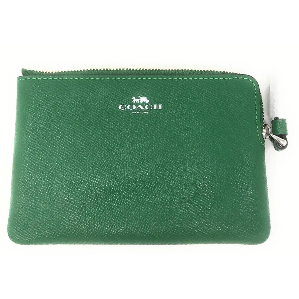 Wristlet Green Leather Corner Zip by Coach