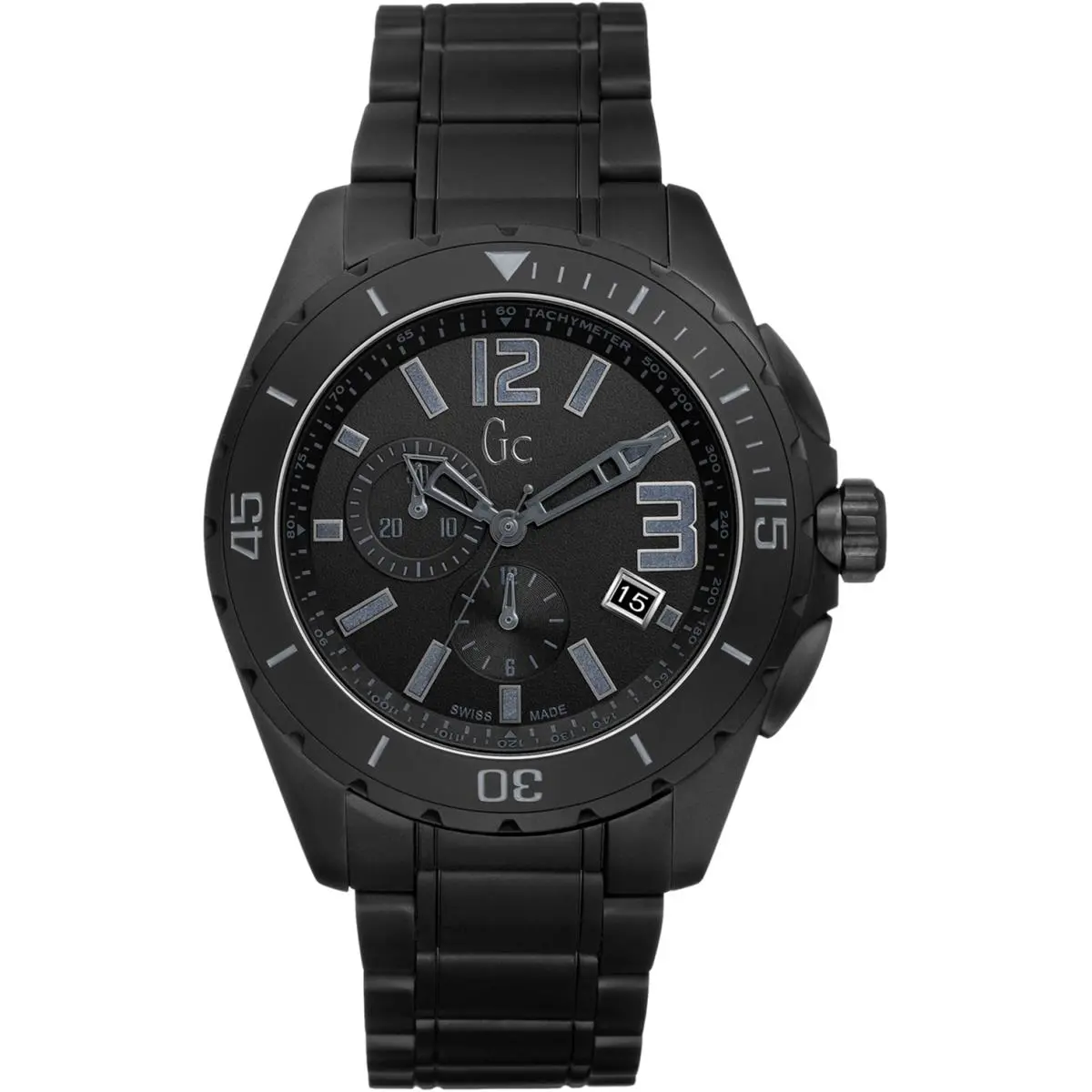 Guess Collection X76010G2S Men`s Quartz Sapphire Crystal Screw Crown 100m WR - Dial: Black, Band: Black