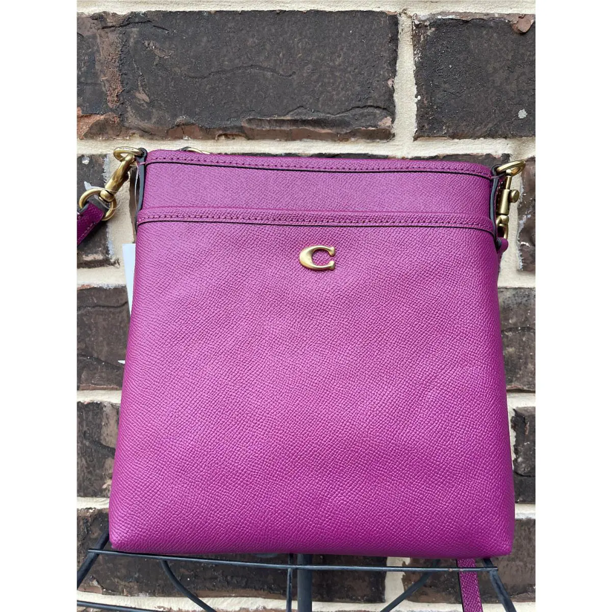 Coach Kitt Crossbody Crossgrain Leather Deep Plum CC526 Purple