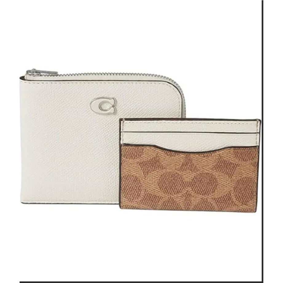 Coach - 3-in-1 Crossgrain Leather Zip Wallet - Chalk/tan - CJ882