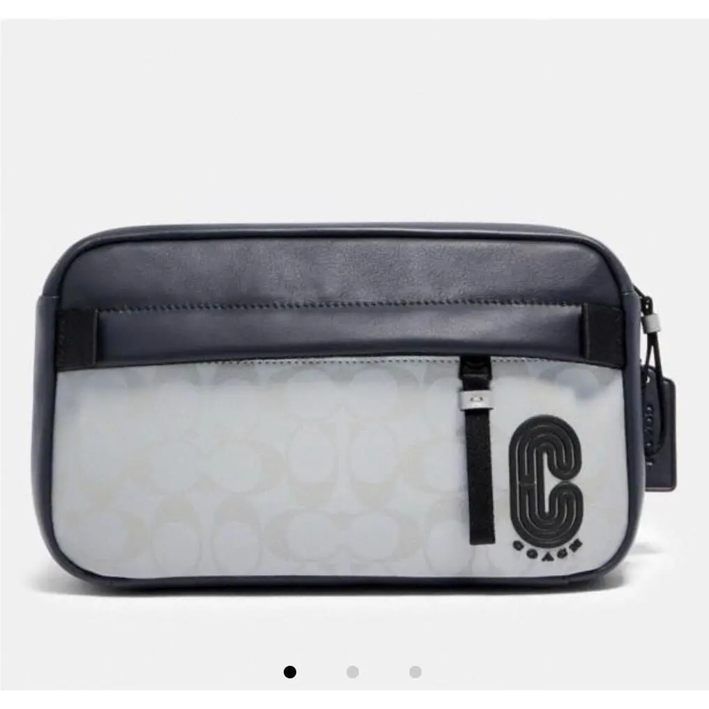Coach Edge Belt Cross Body Bag 89919 Signature Reflective Silver/blk