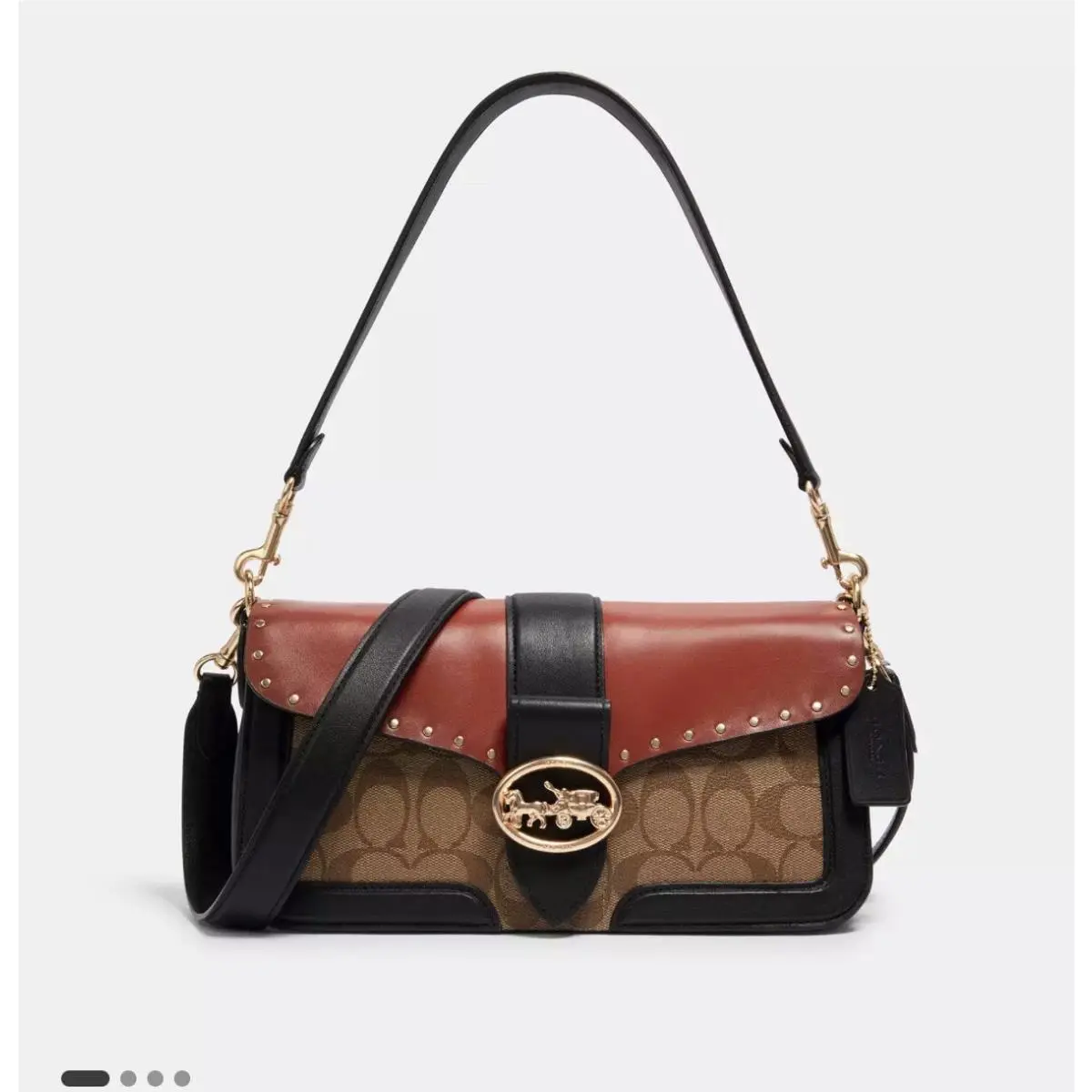 Coach 5605 Georgie Shoulder Bag Signature Canvas with Rivets