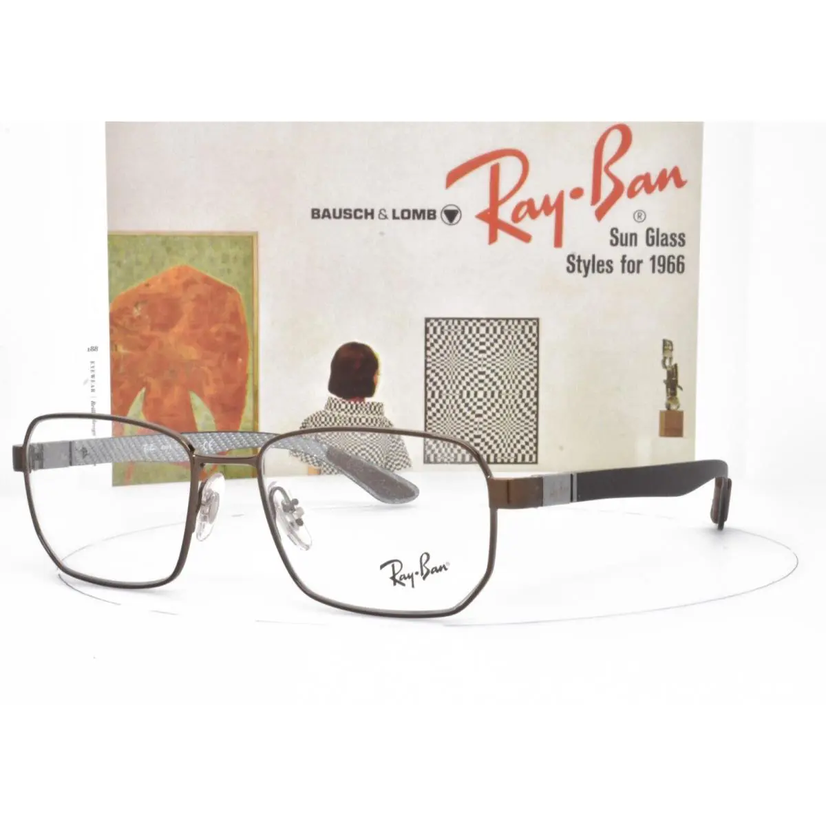 Italy Ray-ban Eyeglasses Carbon Fiber Brown Spring Hinge 52-17-145 8419 2511