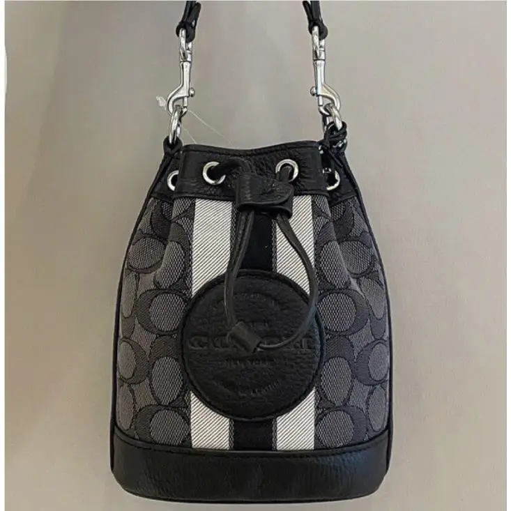 Coach Mini Dempsey Bucket Bag In Jacquard with Stripe and Patch C8322