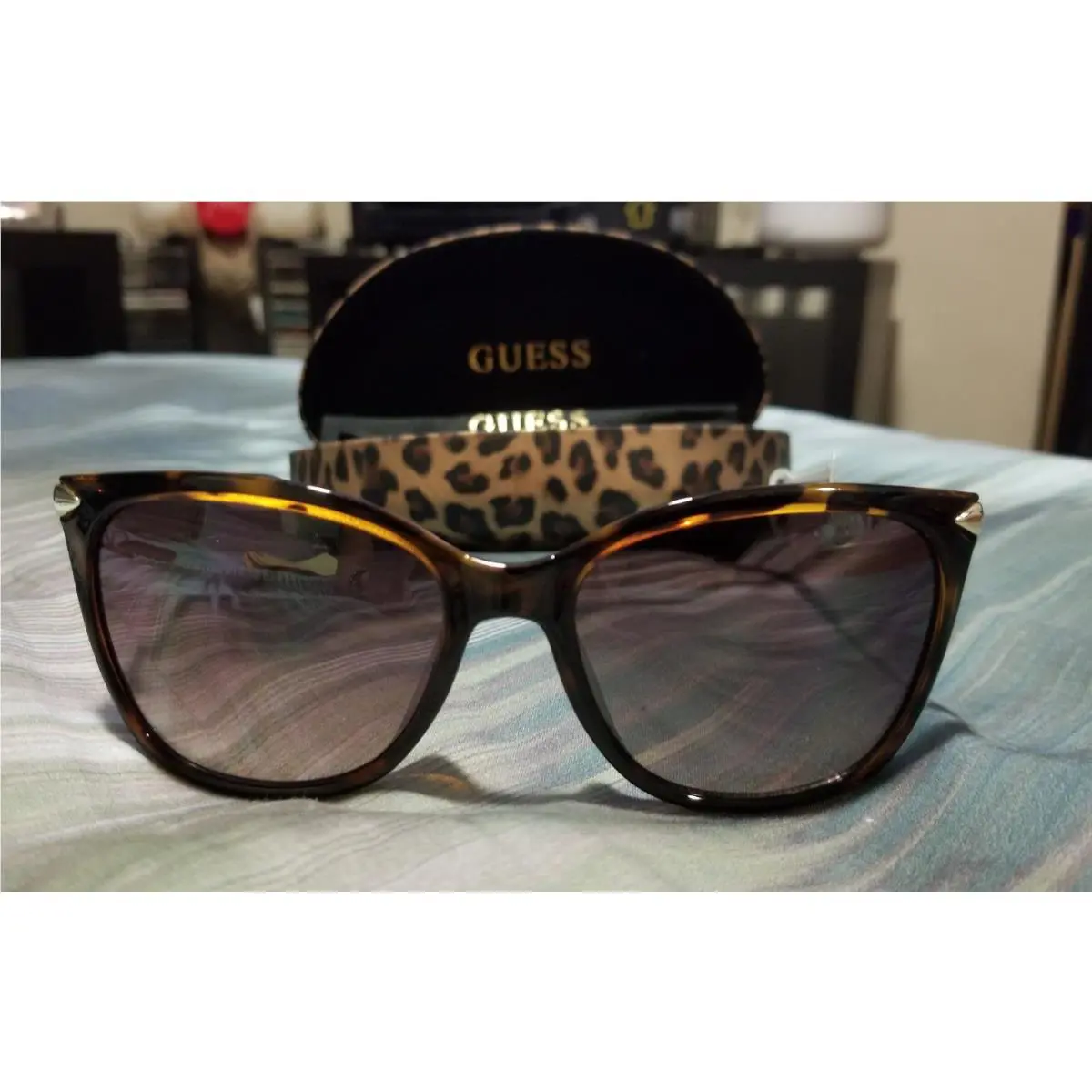 Guess GU7483 Womens Dark Havana Brown Mirror Full Rim Sunglasses 56-17-135