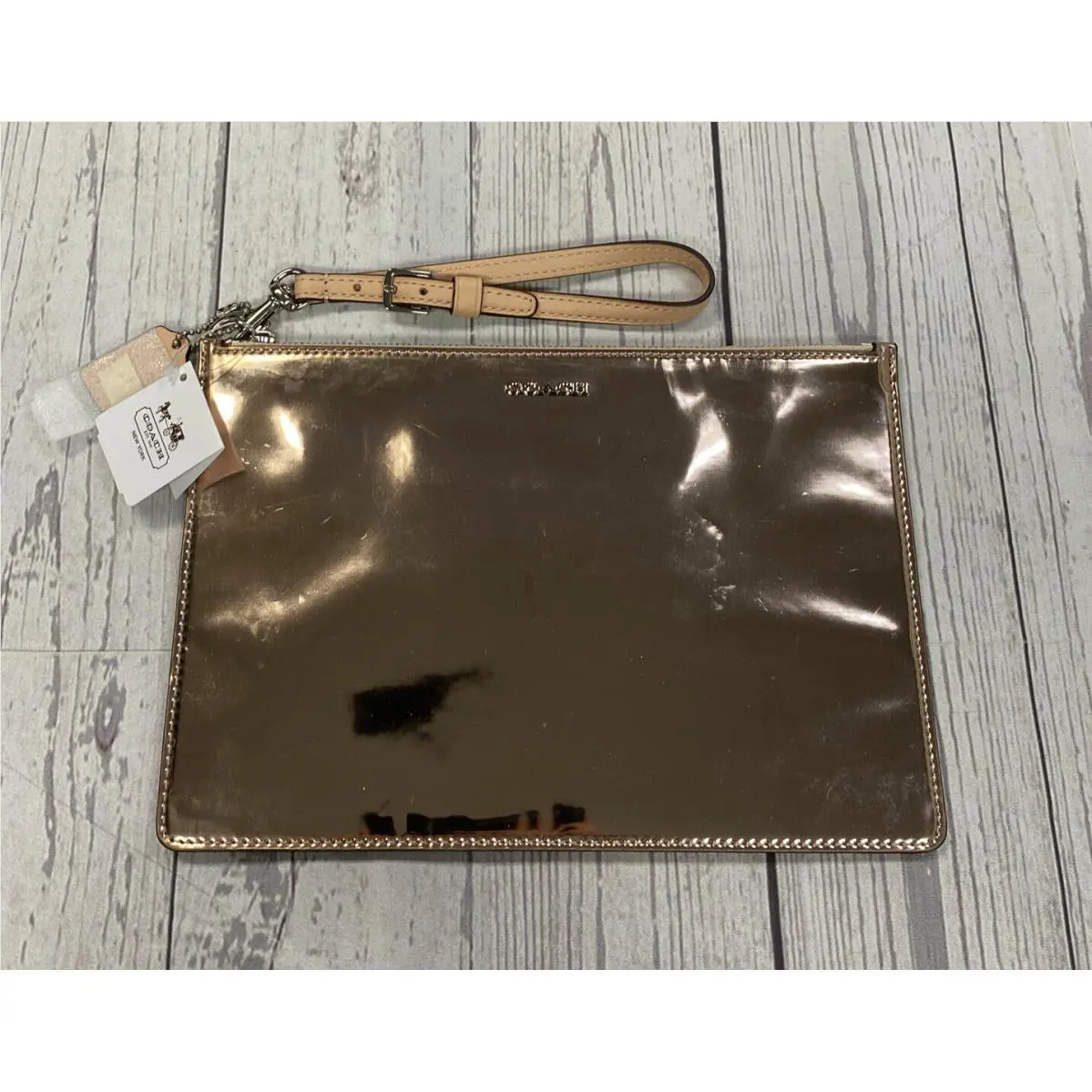 Coach 50292 Legacy Rose Gold Metallic Envelope Clutch