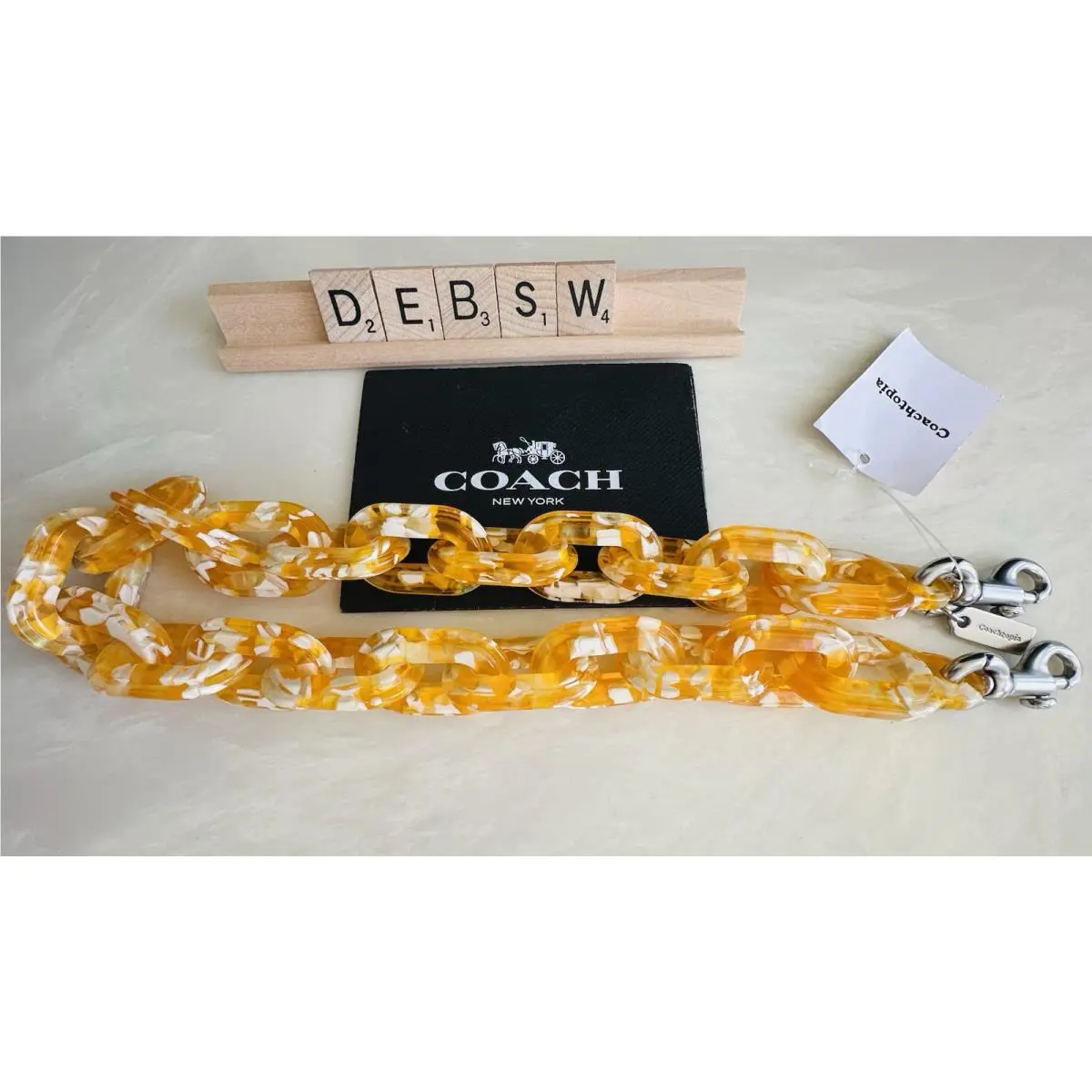 Coach Coachtopia Yellow/multi Chain Strap Short Acrylic Nickel CK544