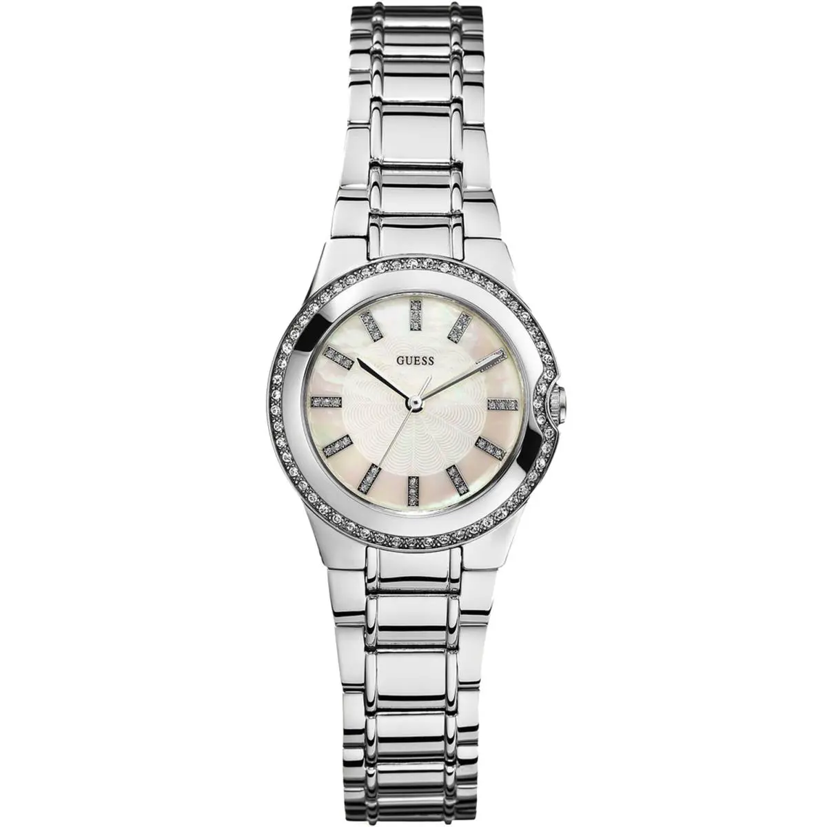 Guess U11684L1 Ladies Dress Stainless Steel Silver-tone Crystal Accented Bezel