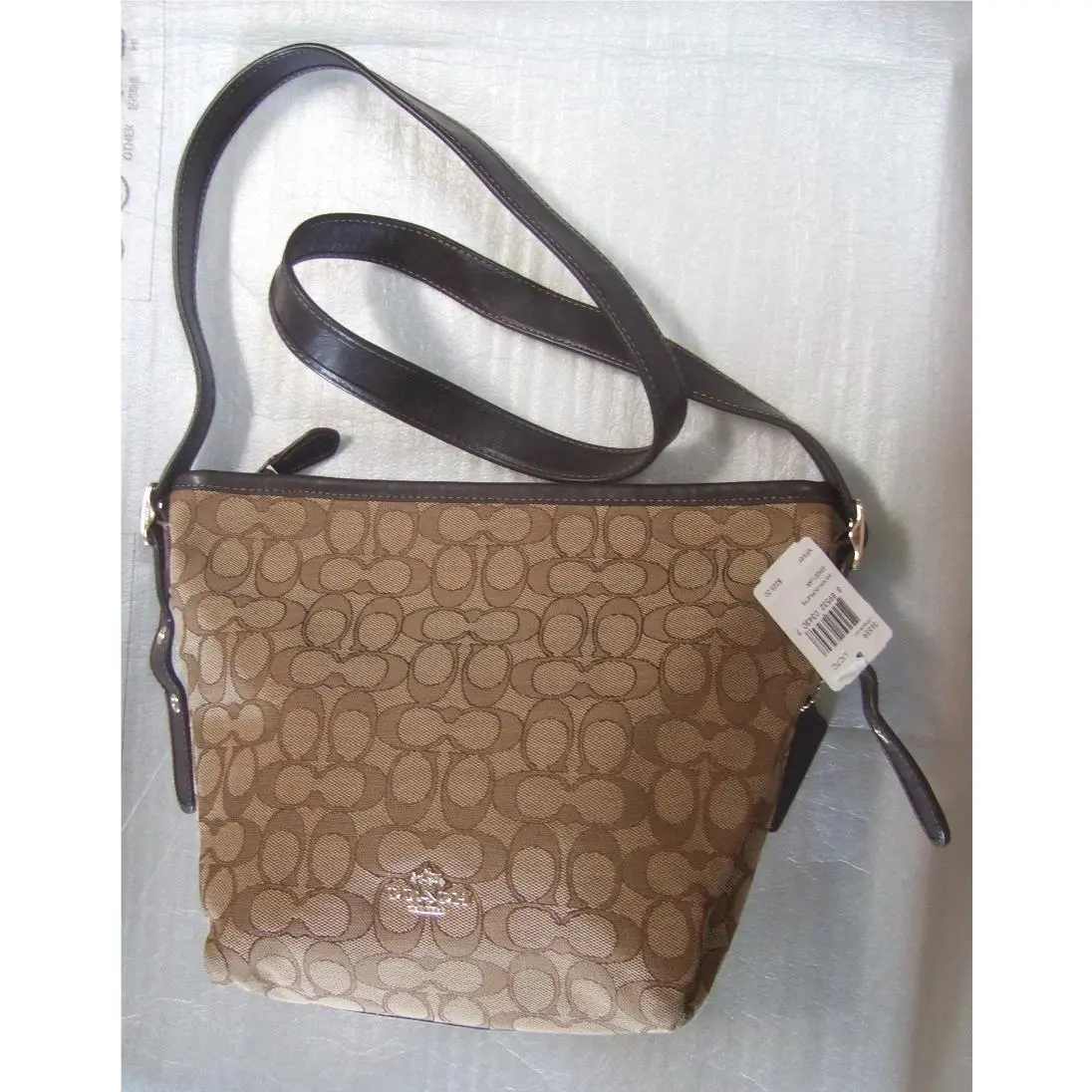Coach Mini Dufflette Signature Jacquard Khaki/brown Bag 36559 Retail